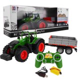 Akkumulátoros Nagy-méretű 2.4 GHz-es Távirányítós Traktor-Lekapcsolható Mozgatható Utánfutóval-Hangeffektusokkal-Töltővel-Vontatóval 63 cm