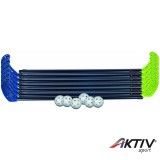 Aktivsport Floorball készlet műanyag 85/96 cm 2x6 ütő 6 labda