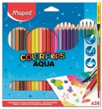 Akvarell ceruza készlet, háromszögletű, ecsettel, MAPED Color&#039;Peps, 24 különböző szín (IMA836013)