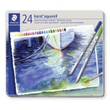 Akvarell ceruza készlet, hatszögletű, fém doboz, STAEDTLER Karat&reg; aquarell 125, 24 különböző szín (TS125M24)