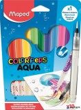 Akvarell filctoll készlet, 3,6 mm, ecsettel, MAPED "Color'Peps Aqua", 10 különböző szín