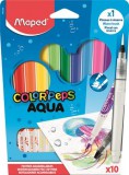 Akvarell filctoll készlet, 3,6 mm, ecsettel, MAPED Color&#039;Peps Aqua, 10 különböző szín (IMA844300)
