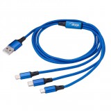 Akyga 3az1-ben USB-A - USB Micro B/USB type C/Lightning töltőkábel 1.2m kék-fekete (AK-USB-27) (AK-USB-27) - Adatkábel