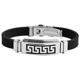 Akzent acél és szilikon karkötő görög mintával, 22 cm