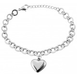 Akzent márkájú acél karkötő Szív függővel, 18+3 cm
