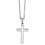 Akzent márkájú acél nyaklánc kereszt medállal, 43+5 cm