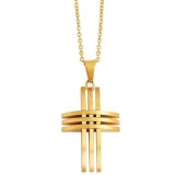 Akzent márkájú acél nyaklánc kereszt medállal, 43+5 cm