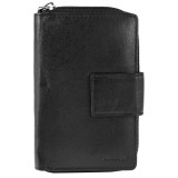 Akzent női pénztárca, valódi bőr, fekete (16x10 cm)