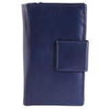 Akzent női pénztárca, valódi bőr, kék (20x10 cm)