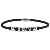 Akzent rozsdamentes acél és szilikon karkötő, 21 cm - dobozzal