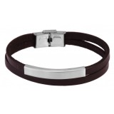 Akzent valódi bőr karkötő acéllappal, 21 cm