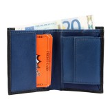 Akzent Valódi bőr uniszex pénztárca, fekete-kék