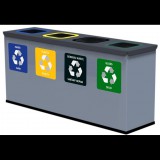 Alda Eko Station Mini szelektív hulladékgyűjtéshez, 4 × 12 l, festett acél, szürke (135MINI)