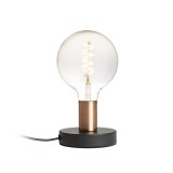 ALGOT asztali lámpa fekete szálcsiszolt réz 230V LED E27 15W