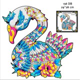 ALIEN PUZZLE Fából készült hattyú puzzle, 3D, 136db 29x28 cm felnőtteknek és gyerekeknek