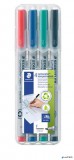 Alkoholmentes marker készlet, OHP, 0,6 mm, STAEDTLER "Lumocolor® 316 F", 4 különböző szín