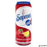 Alkoholmentes sör, 0,5 l, dobozos, SOPRONI "0.0%", meggy-citrom