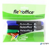 Alkoholos marker, 1,5 mm, kúpos, FLEXOFFICE 'PM03', 4 különböző szín