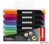 Alkoholos marker, 3 mm, kúpos, KORES "K-Marker XP1", 6 különböző szín