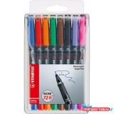 Alkoholos marker készlet 0,4mm, STABILO OHPen S, 8 különféle szín