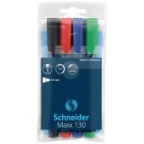 Alkoholos marker készlet, 1-3mm, kerek hegyû hegyû, Schneider Maxx 130, 4 klf. szín