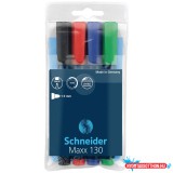 Alkoholos marker készlet, 1-3mm, kerek hegyû hegyû, Schneider Maxx 130, 4 különféle szín