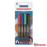 Alkoholos marker készlet, 1mm, M, Centropen 2846 bliszteres, 4 különféle szín
