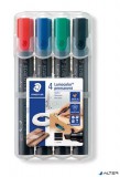 Alkoholos marker készlet, 2-5 mm, vágott, STAEDTLER "Lumocolor® 350", 4 különböző szín