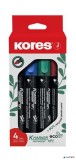Alkoholos marker készlet, 3 mm, kúpos, KORES 'ECO K-Marker XP1', 4 különböző szín