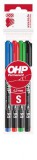 Alkoholos marker készlet, OHP, 0,3 mm, S, ICO, 4 különböző szín (TICOHPS4V)