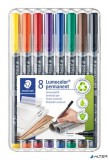 Alkoholos marker készlet, OHP, 0,4 mm, STAEDTLER 'Lumocolor® 313 S', 8 különböző szín