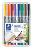 Alkoholos marker készlet, OHP, 0,4 mm, STAEDTLER Lumocolor&reg; 313 S, 8 különböző szín (TS313WP8)