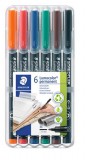 Alkoholos marker készlet, OHP, 1 mm, STAEDTLER Lumocolor&reg; 317 M, 6 különböző szín (TS317WP6)