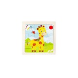 Állatos, 9 darabos fa puzzle gyerekeknek - Fejlesztő játék szett (4db)