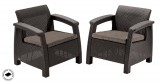 ALLIBERT CORFU DUO polyrattan kerti fotelek, 2db - barna 223194