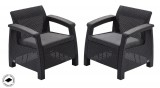 ALLIBERT CORFU DUO polyrattan kerti fotelek, 2db - grafit