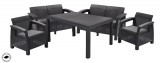 ALLIBERT CORFU FIESTA MŰRATTAN KERTI BÚTOR SZETT ÉTKEZŐ ASZTALLAL - grafit