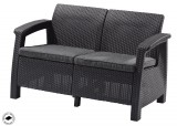 ALLIBERT CORFU LOVE SEAT kétszemélyes polyrattan kerti kanapé - grafit 206211