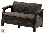 ALLIBERT CORFU LOVE SEAT MŰRATTAN KERTI 2 ÜLÉSES KANAPÉ - sötétbarna