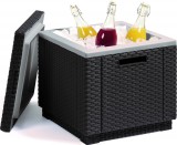 ALLIBERT ICE CUBE hordozható polyrattan hűtőláda - grafit - 40 L
