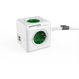 ALLOCACOC PowerCube Extended USB 1,5m 4-es zöld/fehér USB-s elosztó (1402GN/DEEUPC)