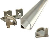 Alumínium profil Led szalaghoz sarok 2 méter sín+ átlátszó búra+4 db rögzítő+2 db vég. 8-12 mm széles Led szalaghoz