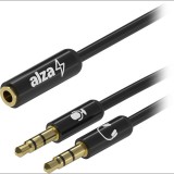 AlzaPower 2x 3.5mm Jack (M) to 3.5mm Jack 4P-TRRS (F) 0.15m fekete (APW-ADCBA4JF23JM0015B)