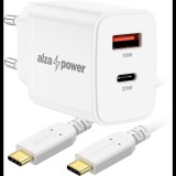 AlzaPower A101CA Fast Charge 20 W fehér + Core USB-C 2.0 60 W, 1 m, fehér (APW-CCA101-CBTC1010W)