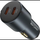 AlzaPower autós töltő X530 2xUSB-C Power Delivery 60W szürke (APW-CC2PD02AS)