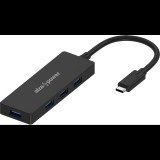 AlzaPower FlatCore USB-C (M) to 4× USB-A 3.2 Gen 1 (F) - fekete (APW-HCCF4A3B)