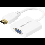 AlzaPower HDMI (M) to VGA (F) with 3.5mm Jack - fehér (APW-ADHDVG02W)