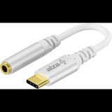 AlzaPower USB-C (M) to 3,5mm Jack (F) 0,1m, ezüst (APW-ADTC3J01S)