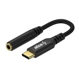 AlzaPower USB-C (M) to 3,5mm Jack (F) 0,1m, fekete (APW-ADTC3J01B)