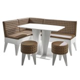 AMBIANTA Pandora Konyhai sarokülő, fehér + barna, 171 x 122 x 84 cm 3C